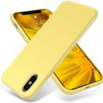 Husa protectie pentru iPhone X, ultra slim din silicon Galben,silk touch, interior din catifea, OEM
