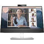 Monitor LED IPS HP E24mv G4, 24", Full HD, 60Hz, Webcam, negru-arginiu