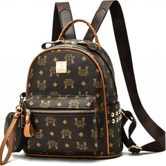 Rucsac pentru dama NAITOKE, piele ecologica, maro/auriu, 24 x 13 x 27 cm