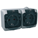 Cedar Plus - Priza Dubla Cu Impamantare Lat. - 16A, Obturat., Cap Transp, Gri, Schneider