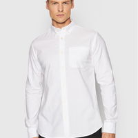 Camasa din bumbac organic cu buzunar pe piept si model in dungi, Selected Homme