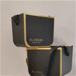 Set 3 cutii negre decor pentru flori cu bareta