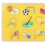 Puzzle incastru cu piese groase pentru copii Sporturi, 9 piese, multicolor, din lemn, Krista