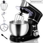 Mixer planetar Royalty Line RL-PKM1900.7, 1900W, Cupa inox 6.5 L, 6 viteze + Pulse, Accesorii, Argintiu