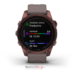 Ceas smartwatch Fenix 7S, Garmin, Display 1.2 inch, Compatibil cu Android/iOS, Silicon/Titan, Gri