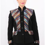 Jacheta neagra cu garnitura multicolora