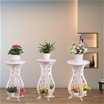 Set 3 masute decorative pentru ghivece de flori din PVC, 49 x 31cm, Tenq.ro