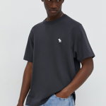 Abercrombie & Fitch tricou din bumbac barbati, culoarea negru, neted, Abercrombie & Fitch