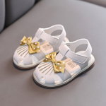 Sandalute ivoire pentru fetite - Gold bow, Superbebeshoes