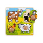 Primul meu puzzle - 4 animale domestice, BIGJIGS Toys, 1-2 ani +, BIGJIGS Toys