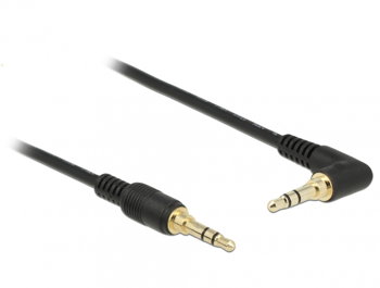 Cablu Stereo Jack 3.5 mm 3 pini (pentru smartphone cu husa) unghi 1m T-T Negru, Delock 85566, Delock
