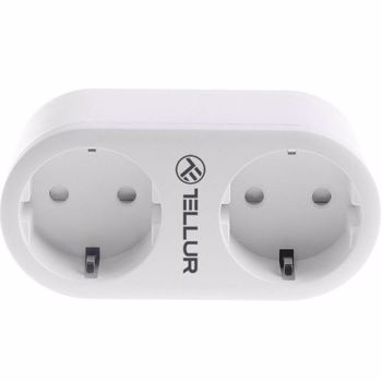 Priza Smart Tellur TLL331061, WiFi, 2 Porturi Schuko, 3680W, 16A, Monitorizarea Energiei (Alb)