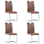 Set scaune de bucatarie consola vidaXL, 4 buc., maro, piele intoarsa eco, 42 X 52 X 100 cm, 21.45 kg