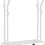 Suport mobil pentru umerase cu doua bare Vasagle, 103 x 54.5 x 193 cm, otel, alb, Vasagle
