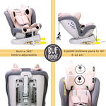 Scaun Auto Tweety Plus DELUXE BUF BOOF iSIZE UrsPink cu Isofix rotativ 360 grade 40-150 cm