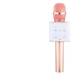 Set - Microfon Karaoke Wireless cu Bluetooth Soundvox(TM) Q7 cu Boxa inclusa, Roz pal + Suport Universal de Birou Pentru Tablete sau Telefoane, Inter-Line Company SRL