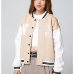 KOTON, Jacheta Varsity cu capse, Alb/Bej deschis, XL