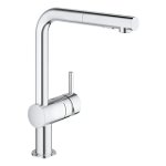Baterie bucatarie Grohe Minta cu dus extractibil dual spray pipa L levier scurt crom, Grohe