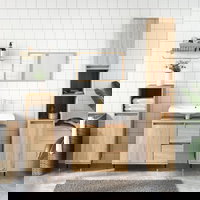 Set mobilier de baie vidaXL, 3 piese, stejar sonoma, lemn prelucrat, 52.14 Kg