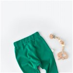 Pantaloni bebe unisex din bumbac organic verde (marime: 3-6 luni), BabyJem