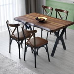 Set 4 scaune, Nmobb, Ahsap Ekol 251, 42 x 84 x 41 cm, metal/lemn, maro, Nmobb