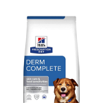 HILL'S Prescription Diet Canine Derm Complete 12 kg pentru pielea cainilor + 3 conserve CADOU