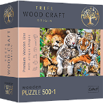 Puzzle din lemn Trefl Felinele din jungla, 500+1 piese