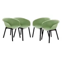 Set 4 scaune bucatarie tip fotoliu cu aditiv de protectie anti UV, 61x64x74 cm, verde, Raki