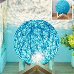 Veioza Rrzshop, LED, lemn/acril, natur/albastru, 18 x 15 cm, 