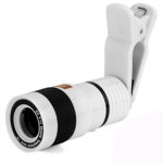 Lentila Zoom 8x iUni Teleobiectiv Optic cu clips de prindere, compatibil cu Smartphone si Tableta, Alb