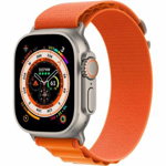 Smartwatch Watch Ultra GPS+Cellular 49mm Titanium Case si Curea M Orange Alpine Loop Portocaliu