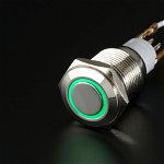 Buton metalic verde cu mentinere cu protectie la intemperii - 16mm