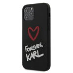 Husa Premium Karl Lagerfeld iPhone 12 / iPhone 12 Pro colectia Silicone Forever Karl negru -klhcp12msilkrbk CEL18828