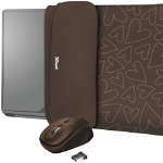 Husa laptop Trust Yvo Sleeve 23446, 15.6", reversibila, Mouse Wireless inclus (Maro)