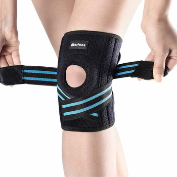 Genunchiera Morfone, neopren/metal, negru/albastru, XL