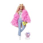 Papusa cu 15 accesorii Barbie Extra Fluffy Pinky, Multicolor