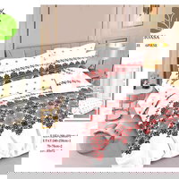 Pachet Promotional, Lenjerie Pat 2 Persoane, 6 Piese, Bumbac Finet, Rosu/Alb, Traditional, C11547, 