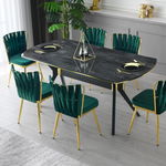 Set de 4 Scaune dining, Kusakli, Auriu-Verde, 43 x 43 x 82 cm