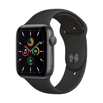 Apple Watch SE Space Gray GPS Carcasa Aluminium 44mm Black Sport Band, Apple