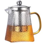 Ceainic, Quasar & Co.®, recipient pentru ceai/cafea cu infuzor si capac, 900 ml, sticla borosilicata/otel inoxidabil, transparent, Quasar & Co.
