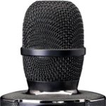 Microfon karaoke Lenco BMC-090BLK, Bluetooth, Difuzor, MicroSD, USB, Baterie, Efecte voce, Lumini, Suport telefon, Negru, Lenco