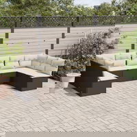 vidaXL Set canapele de grădină cu perne, 9 piese, maro, poliratan, vidaXL