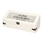 Cutie de lemn pentru plicuri de ceai EH Vintage, albă, 