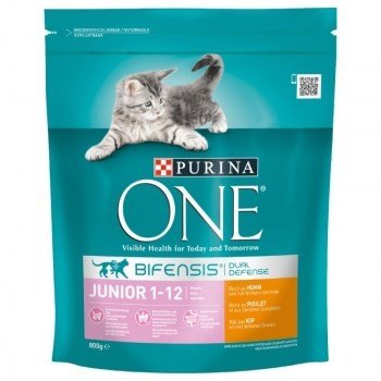 PURINA One Junior, Pui cu Cereale Integrale, hrană uscată pisici junior, 800g