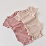 Set de 2 body-uri cu maneca scurta din bumbac organic si modal - roz/blush (marime: 0-3 luni), BabyJem