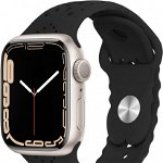 Curea pentru Apple watch Nukelolo, serii 7/6 /5/ 4/ 3 /2 /1 SE, 42/44/45 mm, negru, silicon