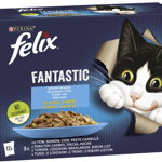FELIX Fantastic Pachet plicuri pt pisici, cu Ton, Somon, Cod şi Cambulă 12x85g, Felix