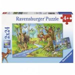 Puzzle Animalele Padurii, 2X24 Piese, Ravensburger