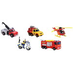 Set Jada Toys Fireman Sam 5 Pack cu 4 masinute,1 elicopter si 1 figurina, Jada Toys