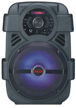 Boxa portabila activa Akai ABTS-808L, 10 W, Bluetooth, USB, Aux in, radio FM, digital karaoke, negru, microfon, AKAI